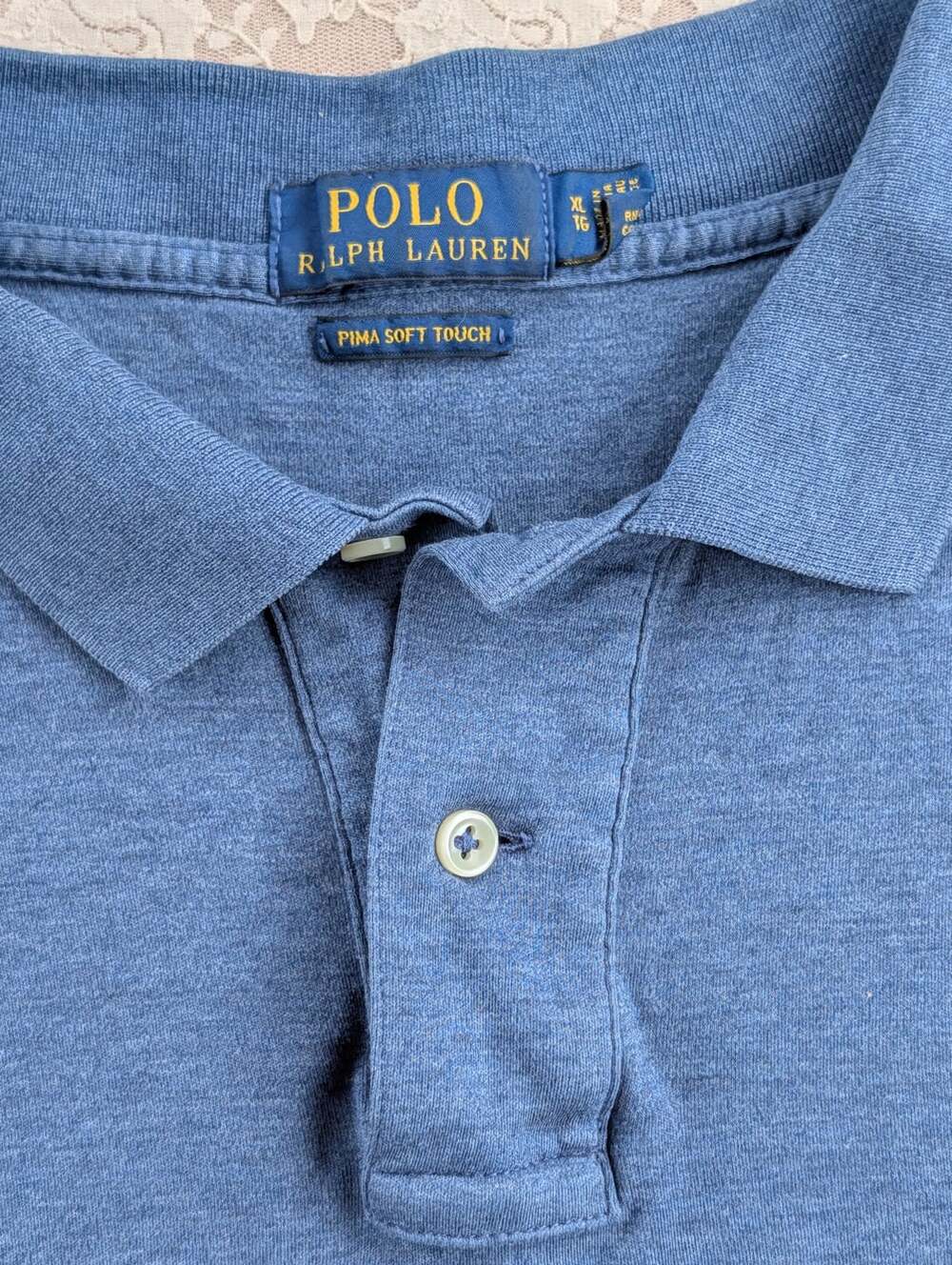 Polo Ralph Lauren Pima soft touch heather blue XL 100% cotton preppy old money - Picture 3 of 5
